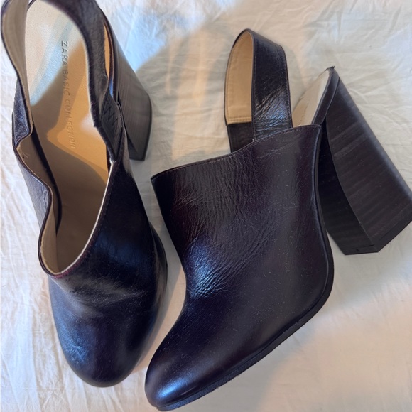 Zara Shoes - Zara Dark Brown Leather Mules